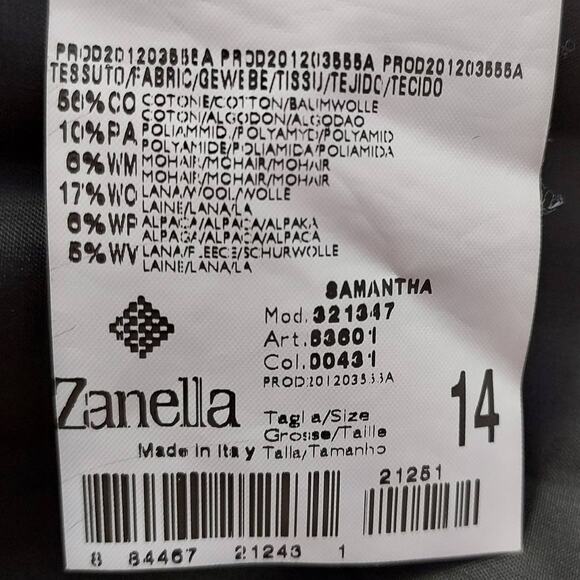 Zanella Samantha Italian Alpaca Wool Blend Teal Blue Jacket NWOT Women Size 14 - Picture 9 of 10